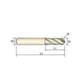4 Flute Long Length Ball Nose  Carbide X-Power Pro End Mills GM815 Series Plain Shank - Big-tools Industrial Supply Tools for Metal Cutting